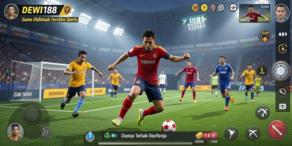 Tampilan utama DEWI188 dengan aksi permainan olahraga yang seru.