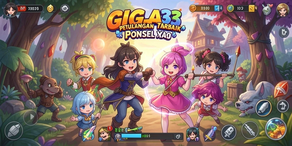 Tangkapan layar GIGA33 menampilkan aksi pertarungan karakter anime.