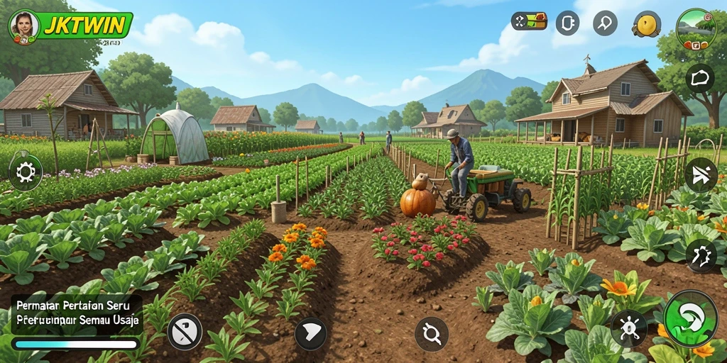 Gameplay menarik dalam JKTWIN dengan visual pertanian yang penuh warna.