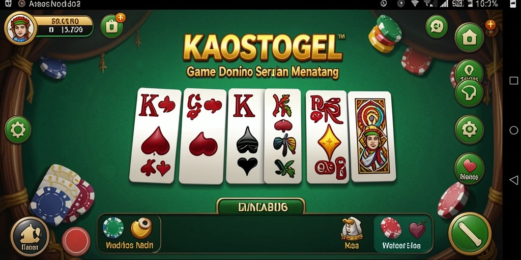 Screenshot KAOSTOGEL menampilkan gameplay seru permainan Domino.
