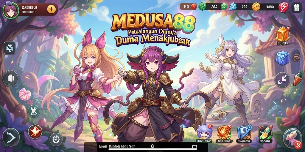 Tampilan gameplay yang penuh aksi dan karakter anime yang menarik.