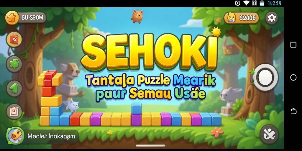 Tampilan gameplay SEHOKI yang penuh warna dan menantang.