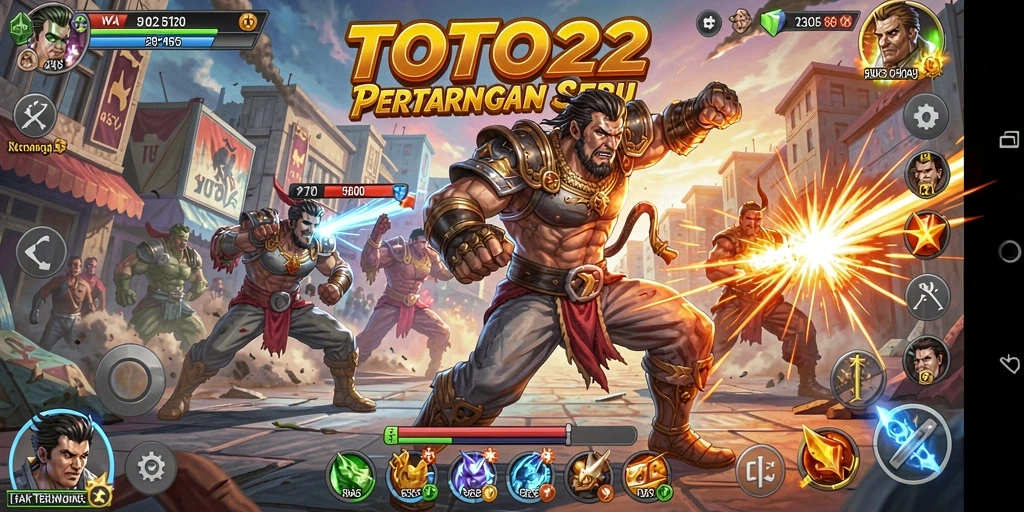 Tampilan gameplay seru TOTO22 dengan aksi pertarungan yang mendebarkan.