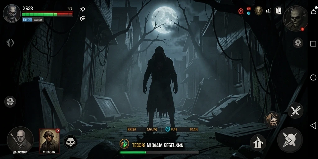 Screenshot gameplay XR88 yang menampilkan suasana mencekam dan misterius.